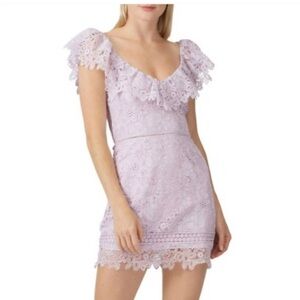 SAYLOR Lilac Purple Lace Adwoa Ruffled Mini Dress